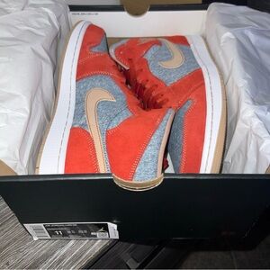 New Jordan 1 SE Sneakers Red and Tan